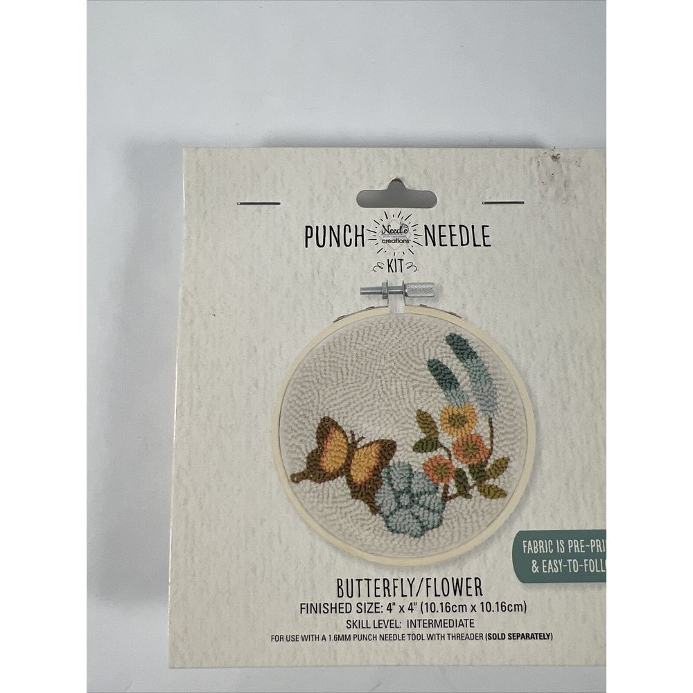 Needle Creations Punch Needle Kit Butterfly Flower Skill Level Intermediate New - Picture 1 of 9